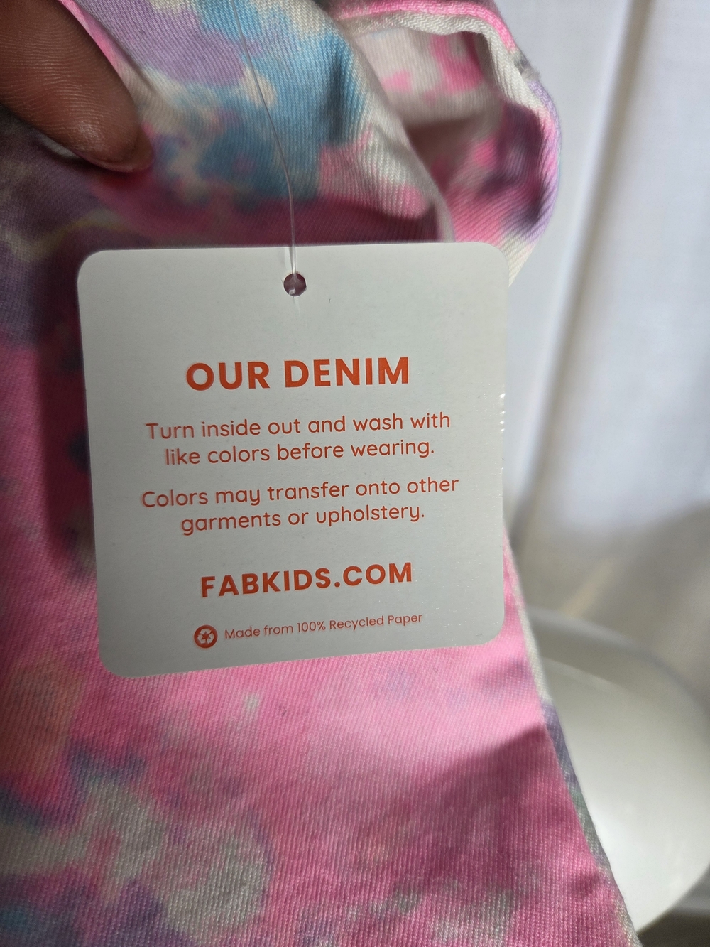 fabkids Pastel Tie-Dye Denim Jacket in Pink, Yellow, Blue, Purple - Picture 5 of 5